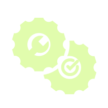 Ícone de engrenagens com check